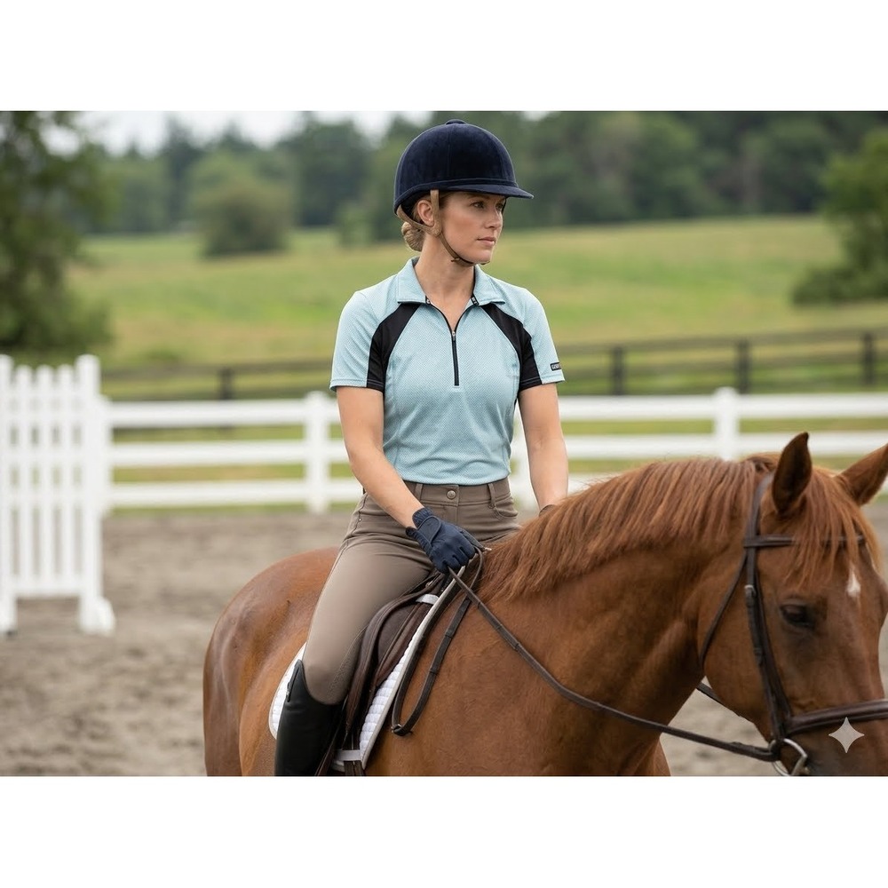 Kerrits Womens Blue Black Quarter Zip Short Sleeve Equestrian Riding Top XS